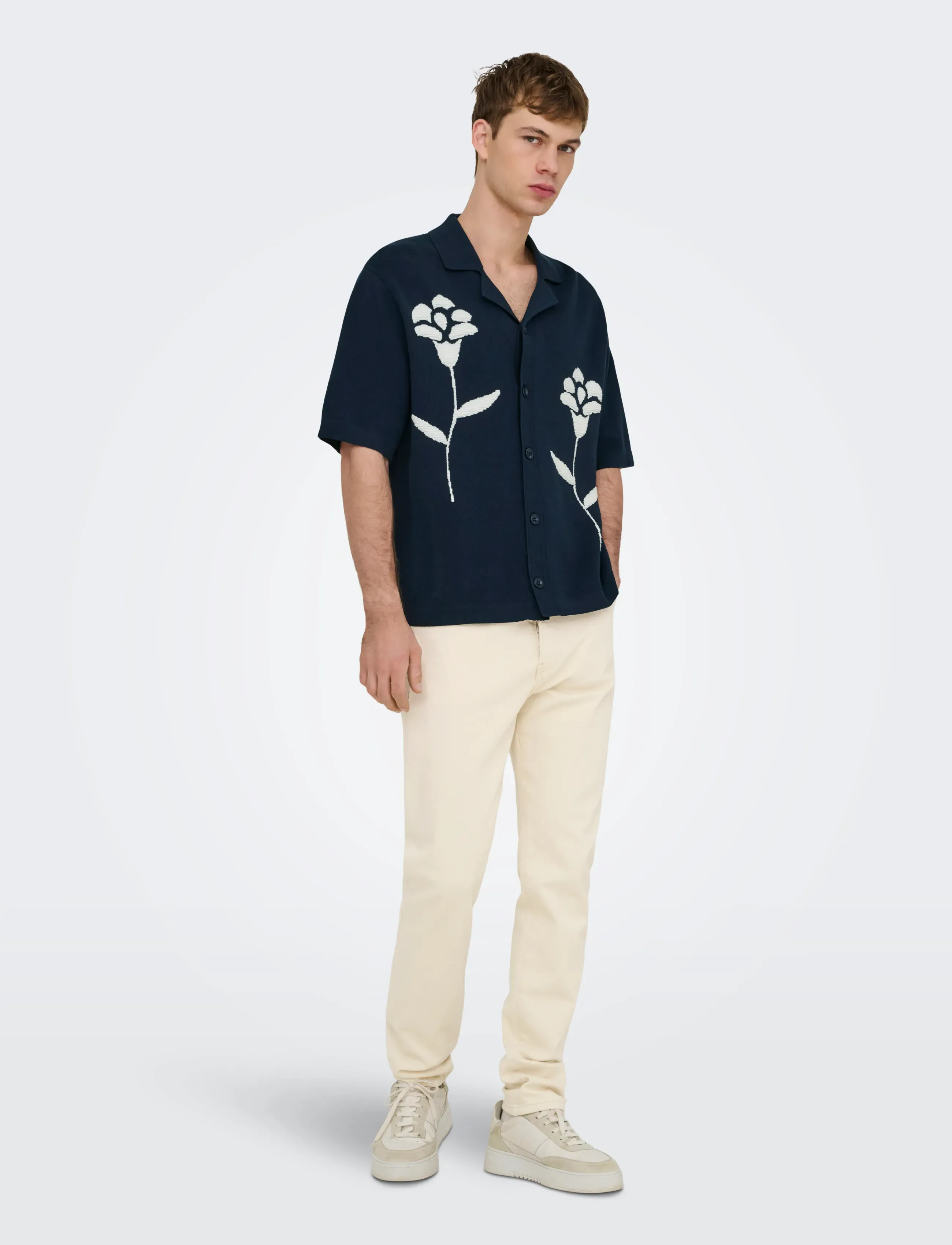 ONLY & SONS - ONSSONNY RLX SS SHIRT KNIT - stickade pikéer - naval academy - 4