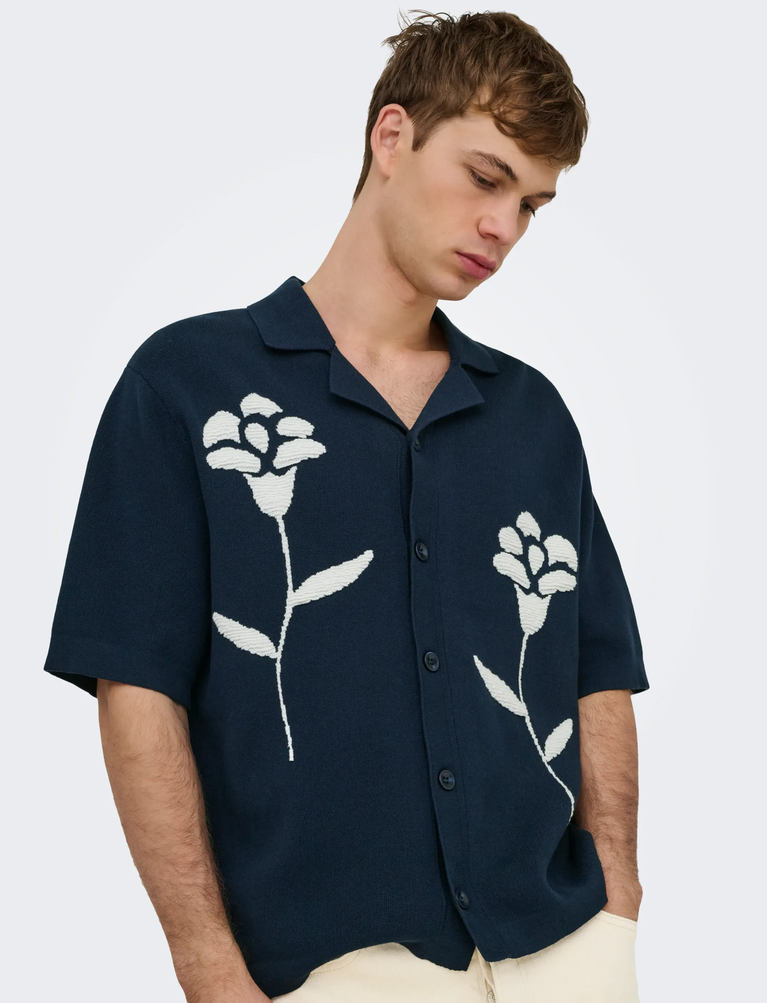 ONLY & SONS ONSSONNY RLX SS SHIRT KNIT - Strickmode - NAVAL ACADEMY / navy