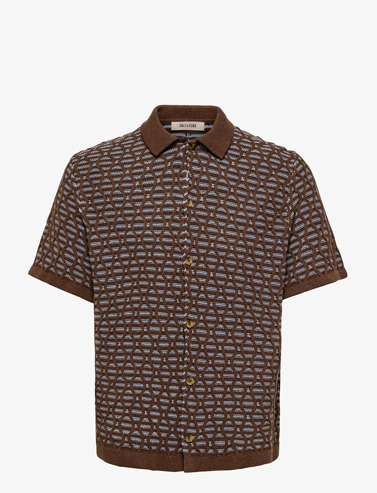 ONLY & SONS - ONSWAVE RLX SS SHIRT KNIT - kootud polosärgid - demitasse - 0