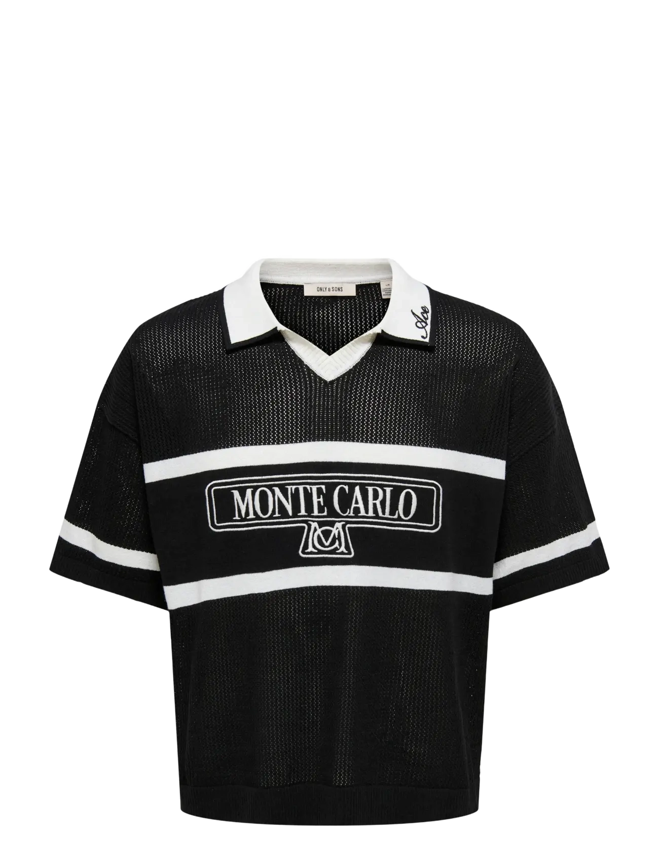 ONLY & SONS Onsace Life Split Neck Ds Schwarz - XL - Herren