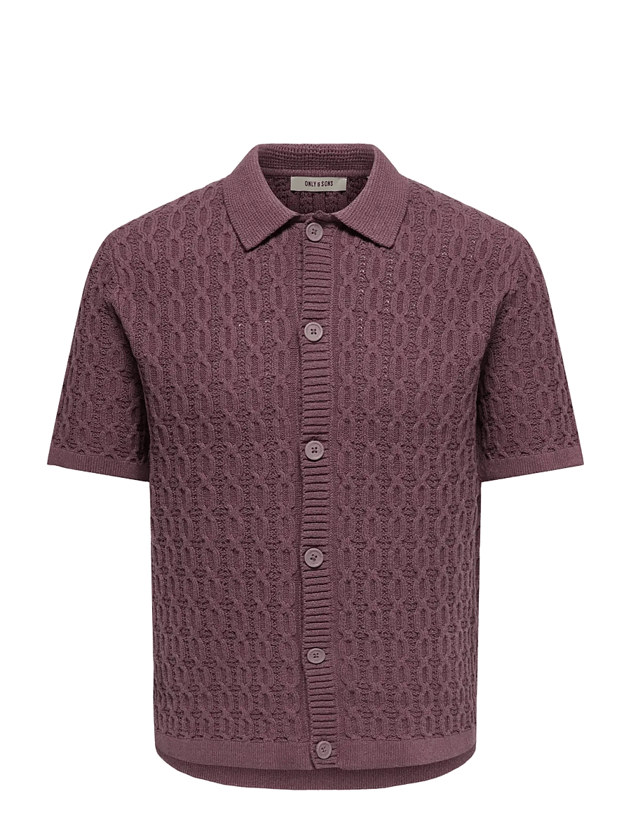 ONLY & SONS - ONSTALON LIFE REG SS SHIRT KNIT - gestrickte polohemden - rose taupe - 0