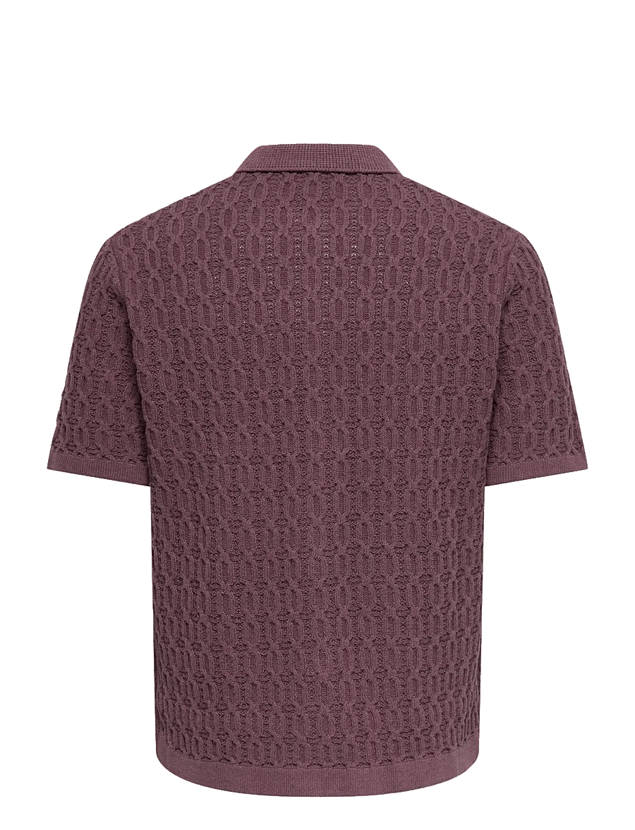 ONLY & SONS - ONSTALON LIFE REG SS SHIRT KNIT - gestrickte polohemden - rose taupe - 1