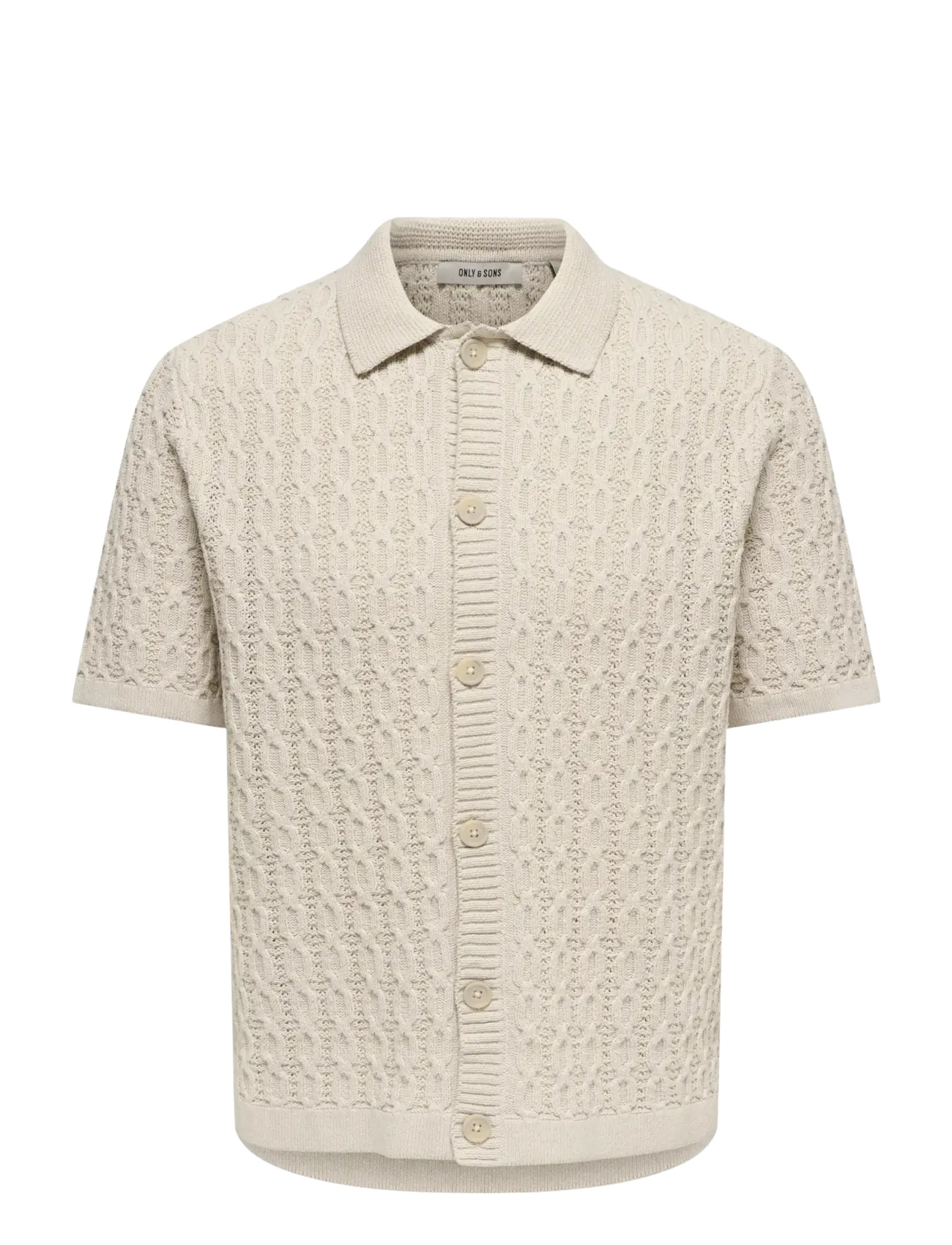 ONLY & SONS ONSTALON LIFE REG SS SHIRT KNIT - ONLY & SONS - SILVER LINING / beige