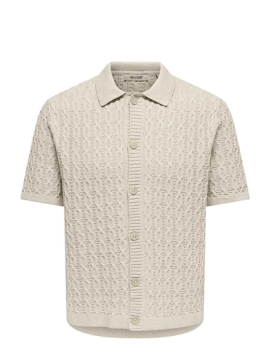ONLY & SONS - ONSTALON LIFE REG SS SHIRT KNIT - gestrickte polohemden - silver lining - 0
