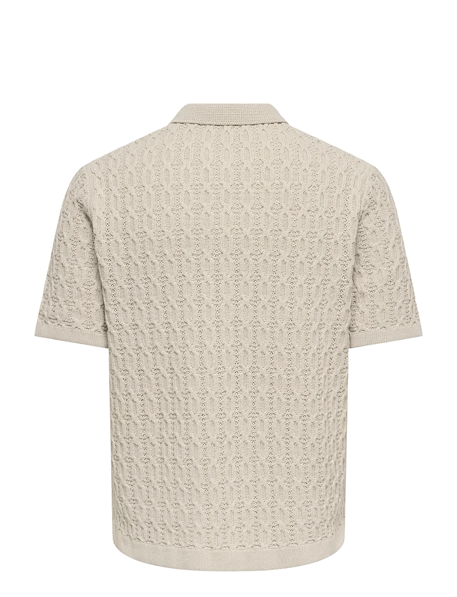 ONLY & SONS - ONSTALON LIFE REG SS SHIRT KNIT - gestrickte polohemden - silver lining - 1