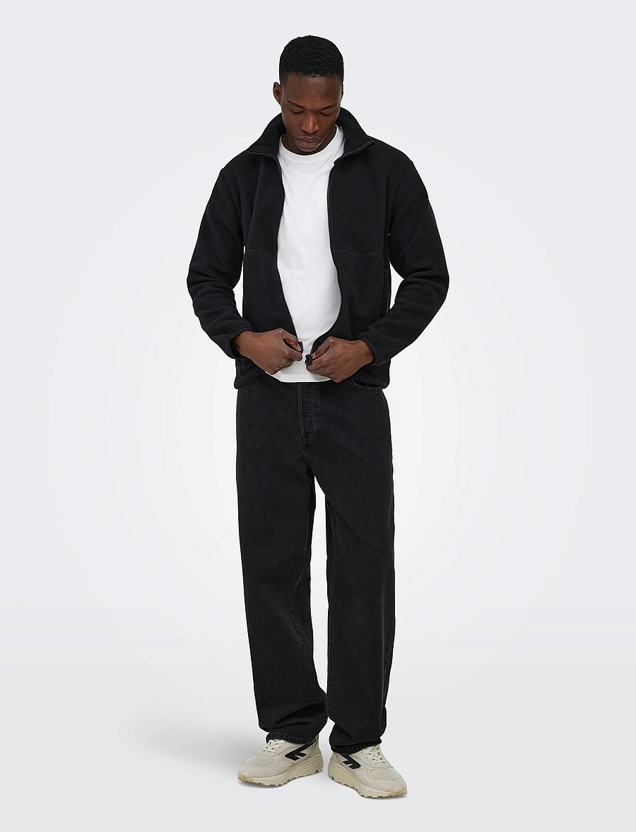 ONLY & SONS - ONSJASON PRTC FLEECE JACKET OTW NOOS - frühlingsjacken - black - 4
