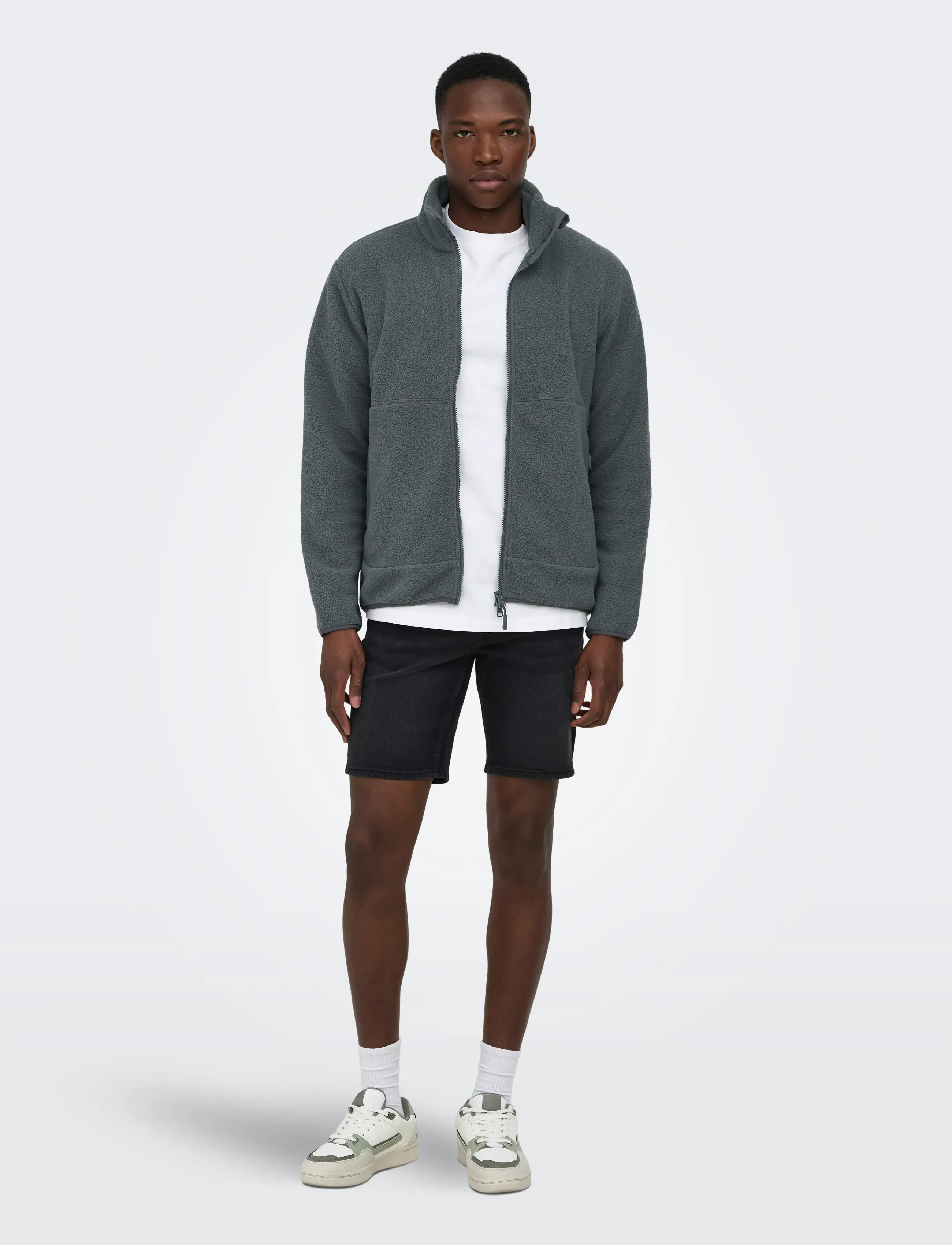 ONLY & SONS - ONSJASON PRTC FLEECE JACKET OTW NOOS - frühlingsjacken - grey pinstripe - 4