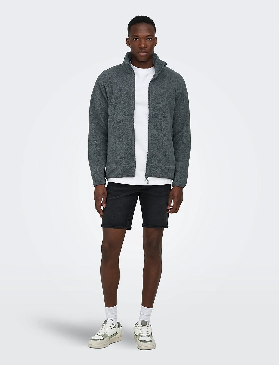 ONLY & SONS - ONSJASON PRTC FLEECE JACKET OTW NOOS - frühlingsjacken - grey pinstripe - 4