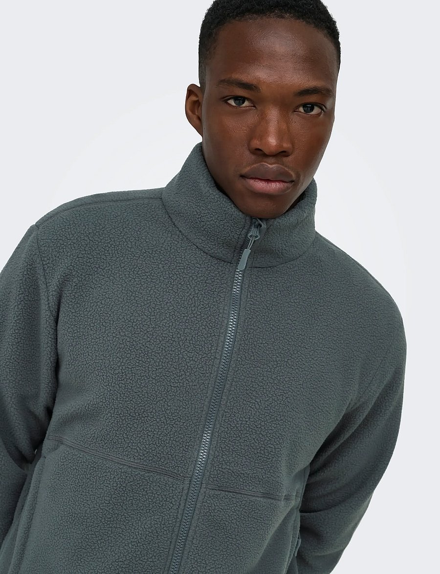 ONLY & SONS - ONSJASON PRTC FLEECE JACKET OTW NOOS - frühlingsjacken - grey pinstripe - 5