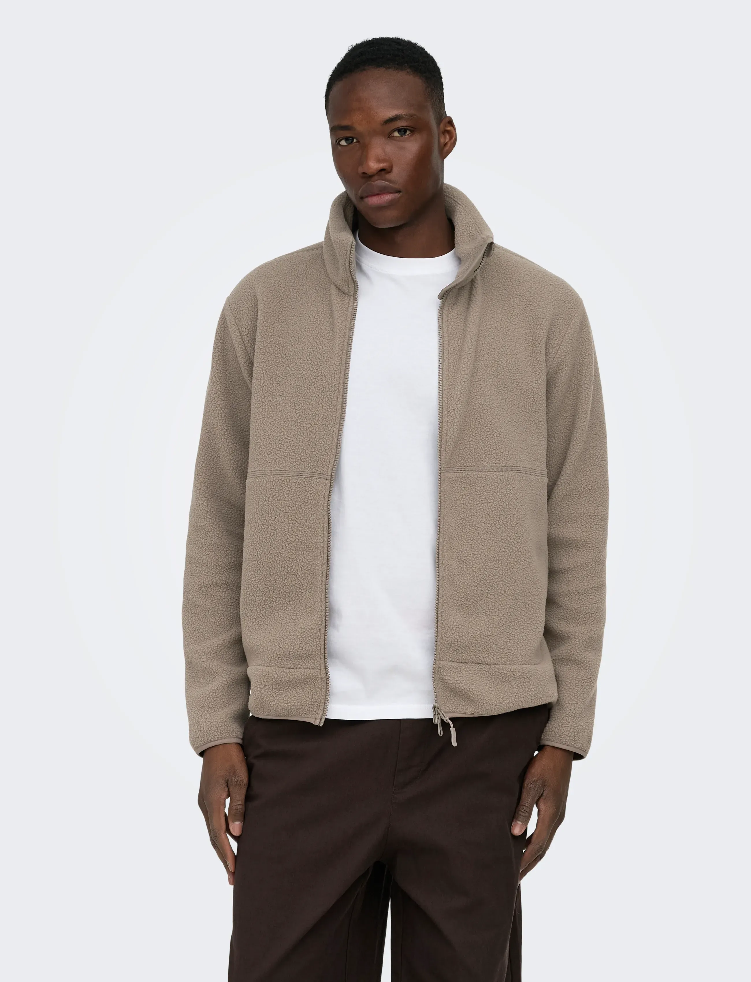 ONLY & SONS ONSJASON PRTC FLEECE JACKET OTW NOOS - ONLY & SONS - WALNUT / beige