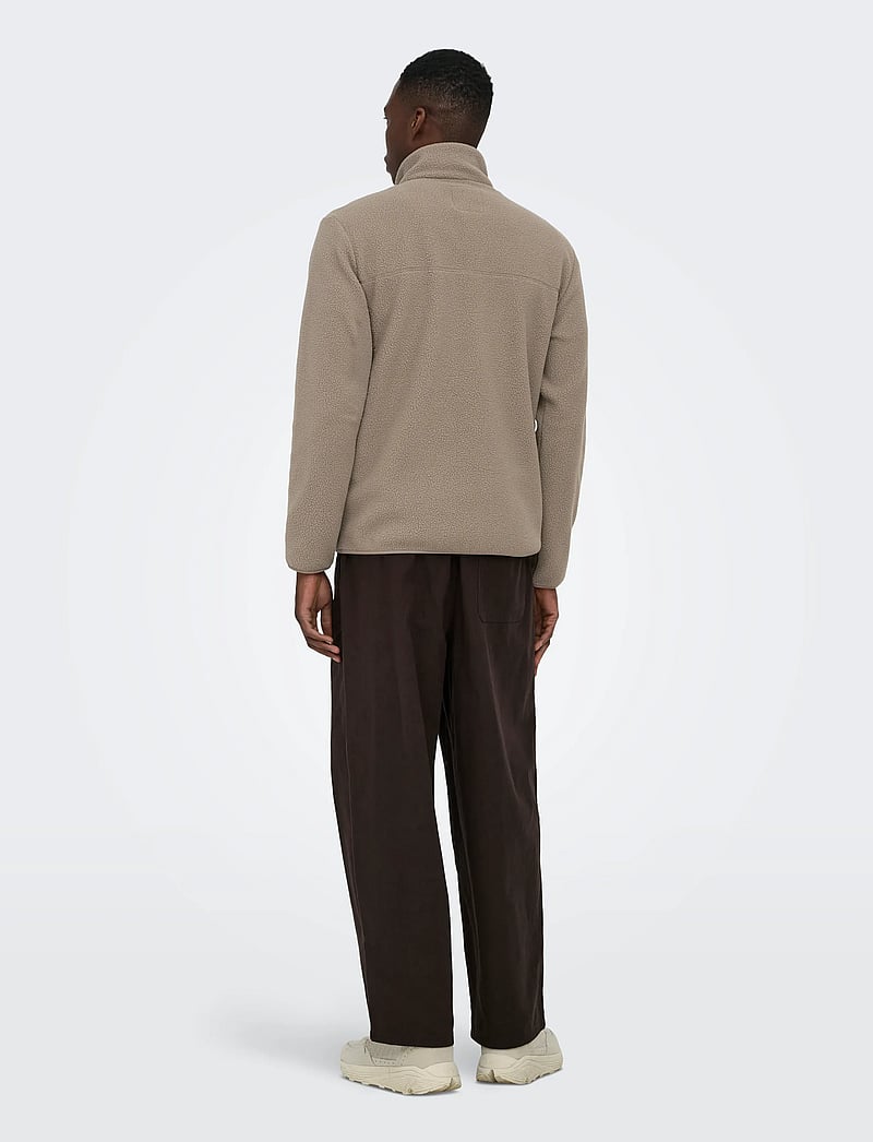 ONLY & SONS - ONSJASON PRTC FLEECE JACKET OTW NOOS - frühlingsjacken - walnut - 3