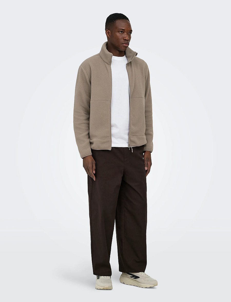 ONLY & SONS - ONSJASON PRTC FLEECE JACKET OTW NOOS - frühlingsjacken - walnut - 4