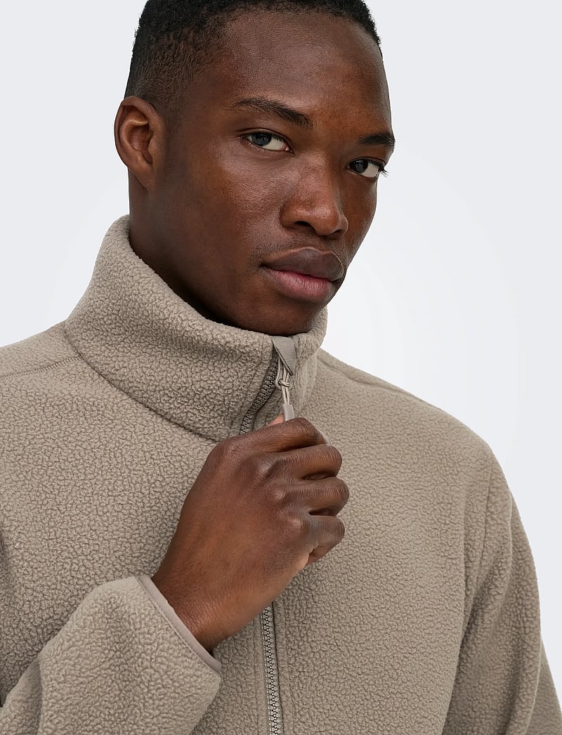 ONLY & SONS - ONSJASON PRTC FLEECE JACKET OTW NOOS - frühlingsjacken - walnut - 5
