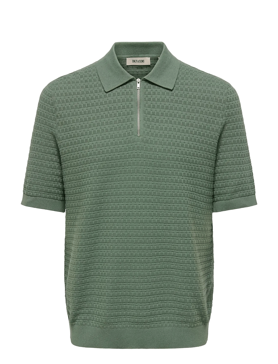ONLY & SONS - ONSMENU REG SS STRUCTURE POLO KNIT - krótki rękaw - agave green - 1
