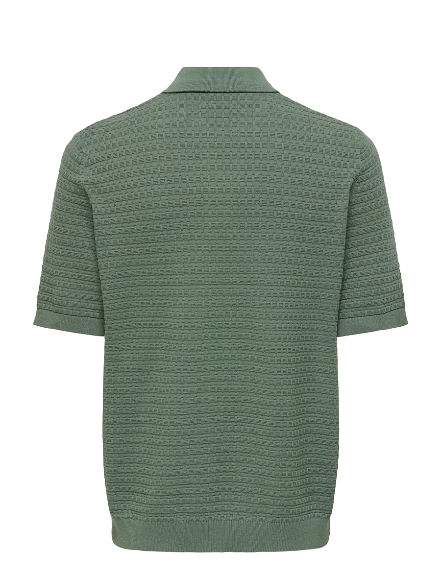 ONLY & SONS - ONSMENU REG SS STRUCTURE POLO KNIT - krótki rękaw - agave green - 2