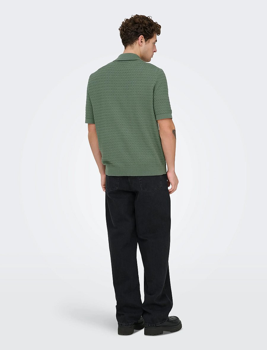 ONLY & SONS - ONSMENU REG SS STRUCTURE POLO KNIT - krótki rękaw - agave green - 3