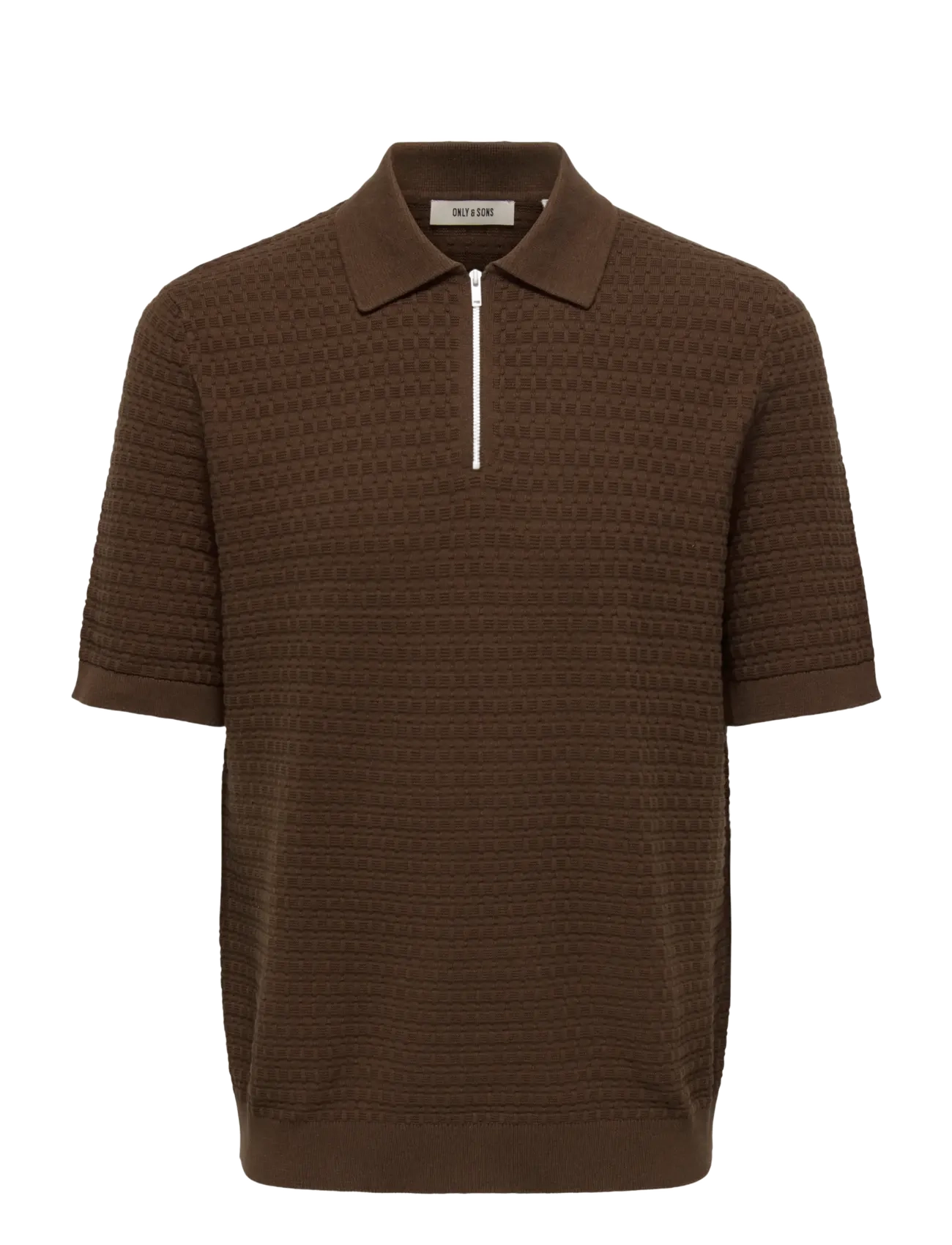 ONLY & SONS ONSMENU REG SS STRUCTURE POLO KNIT - Kortärmade pikéer - POTTING SOIL / brown