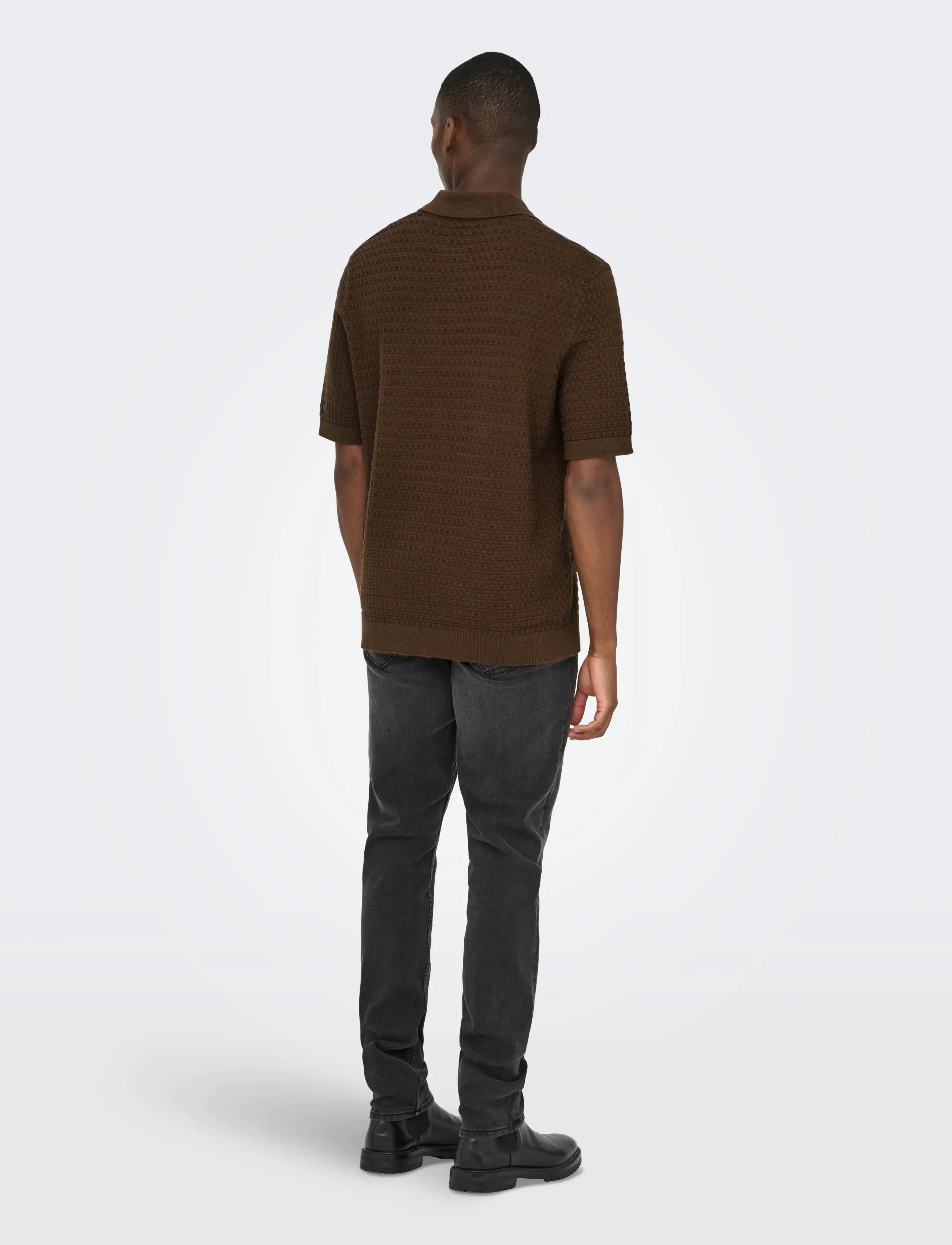 ONLY & SONS - ONSMENU REG SS STRUCTURE POLO KNIT - die niedrigsten preise - potting soil - 2