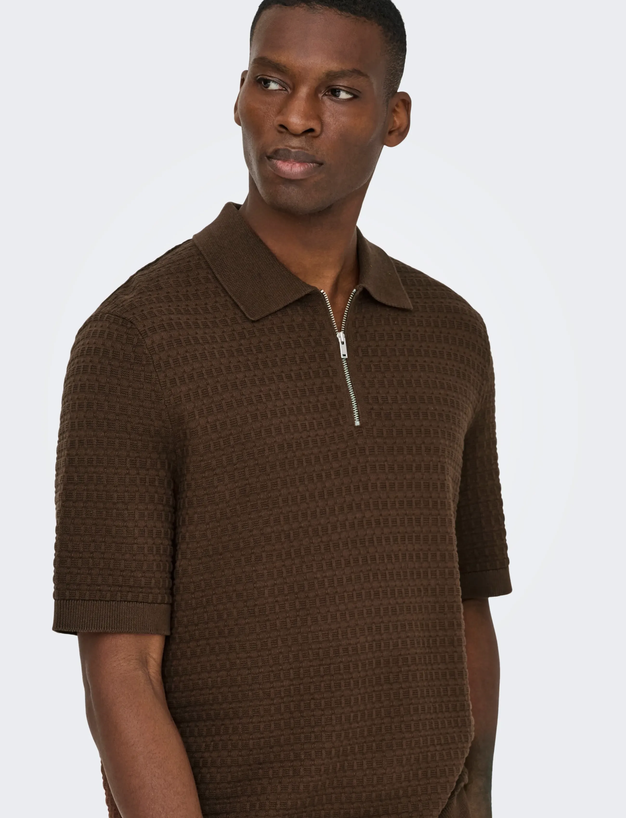 ONLY & SONS - ONSMENU REG SS STRUCTURE POLO KNIT - die niedrigsten preise - potting soil - 5