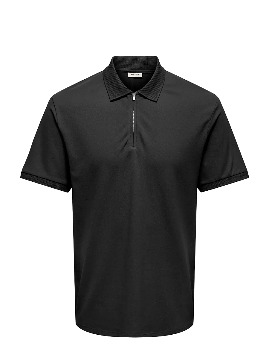 ONLY & SONS - ONSCORY REG SS HALFZIP POLO FRML TEE - kurzärmelig - black - 0