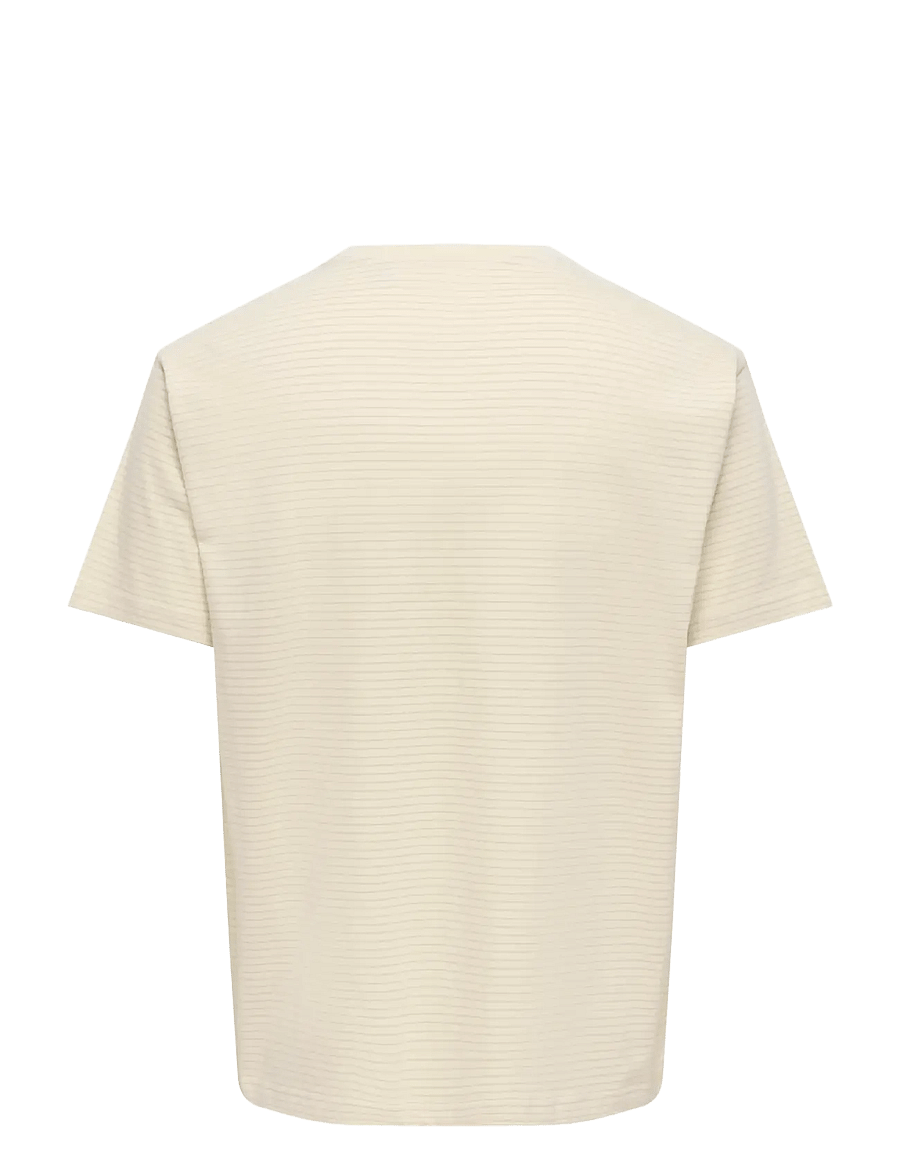 ONLY & SONS - ONSFRED STRIPE LIFE RLX LEAF SS PCKT TEE - lühikeste varrukatega t-särgid - antique white - 2