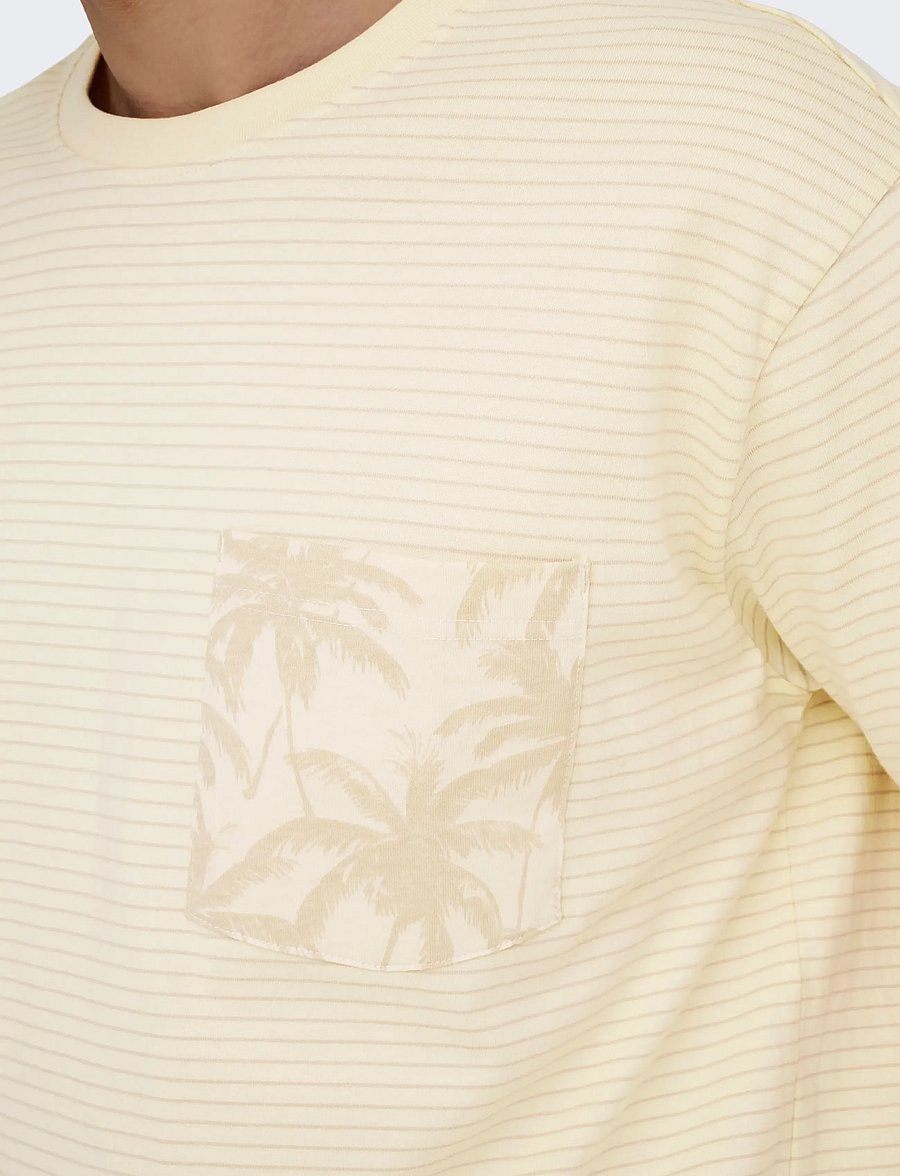 ONLY & SONS - ONSFRED STRIPE LIFE RLX LEAF SS PCKT TEE - lühikeste varrukatega t-särgid - antique white - 5