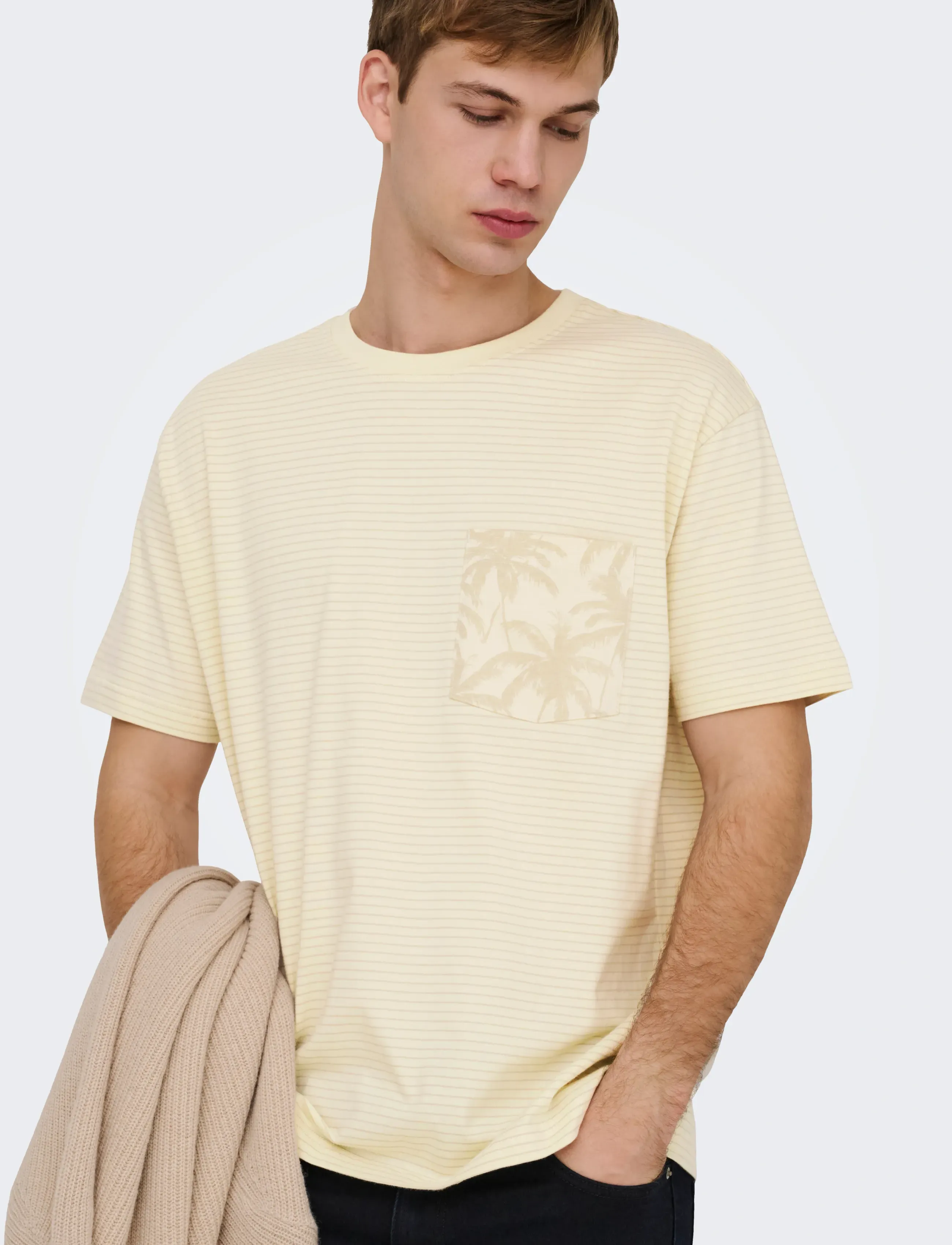 ONLY & SONS Onsfred Stripe Life Rlx Leaf Ss Pckt Tee t-shirts - bas herr – bild 6