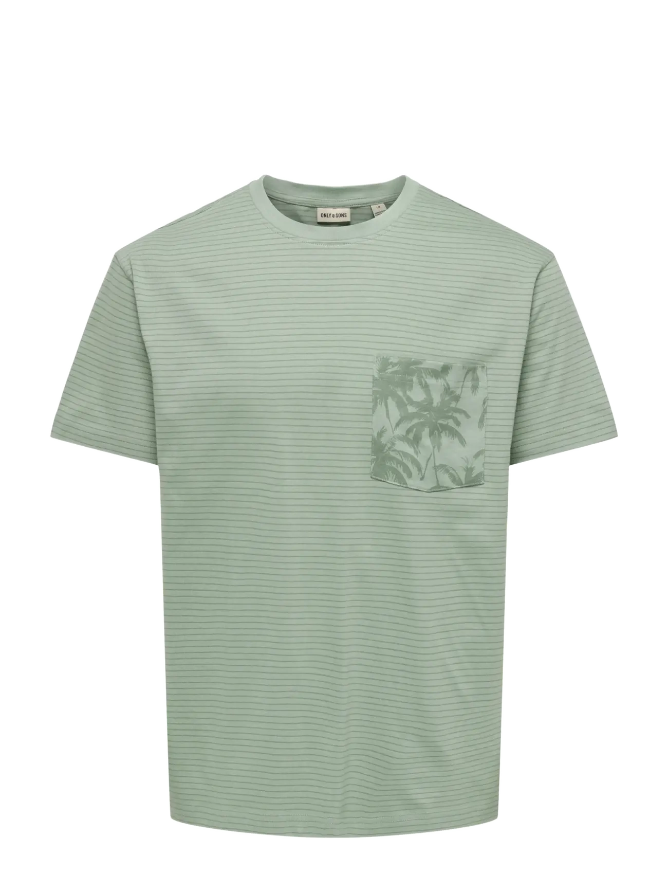 ONLY & SONS Onsfred Stripe Life Rlx Leaf Ss Pckt Tee Grün - S - Herren