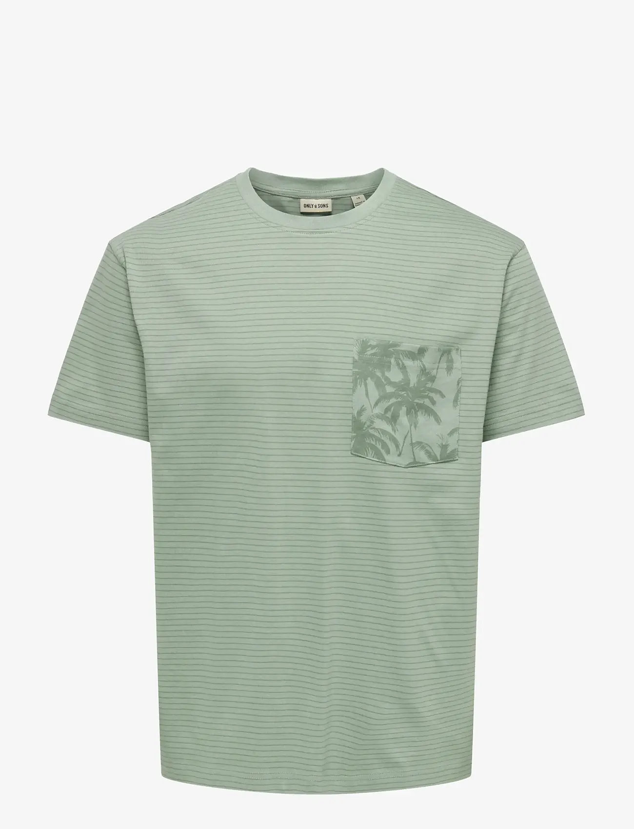ONLY & SONS - ONSFRED STRIPE LIFE RLX LEAF SS PCKT TEE - kortærmede t-shirts - iceberg green - 1