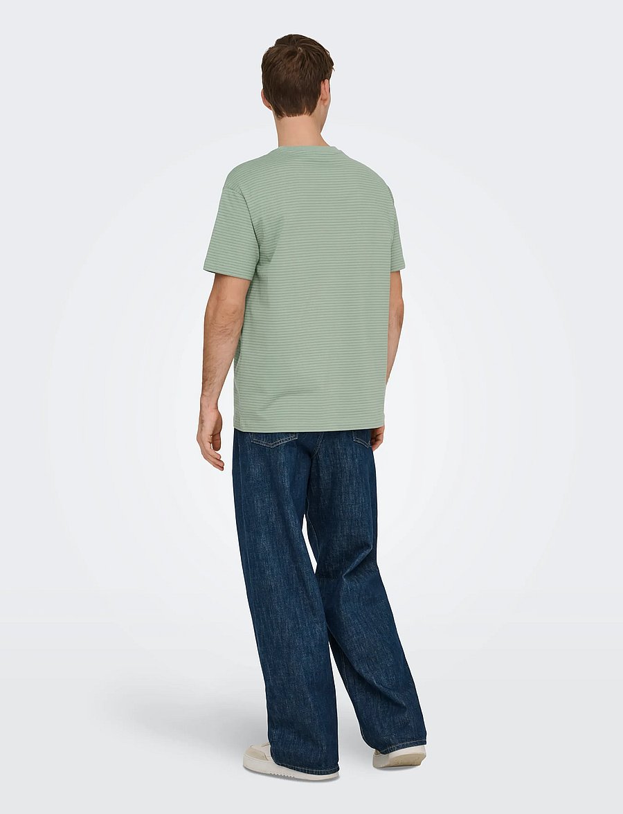 ONLY & SONS - ONSFRED STRIPE LIFE RLX LEAF SS PCKT TEE - kurzärmelige t-shirts - iceberg green - 3
