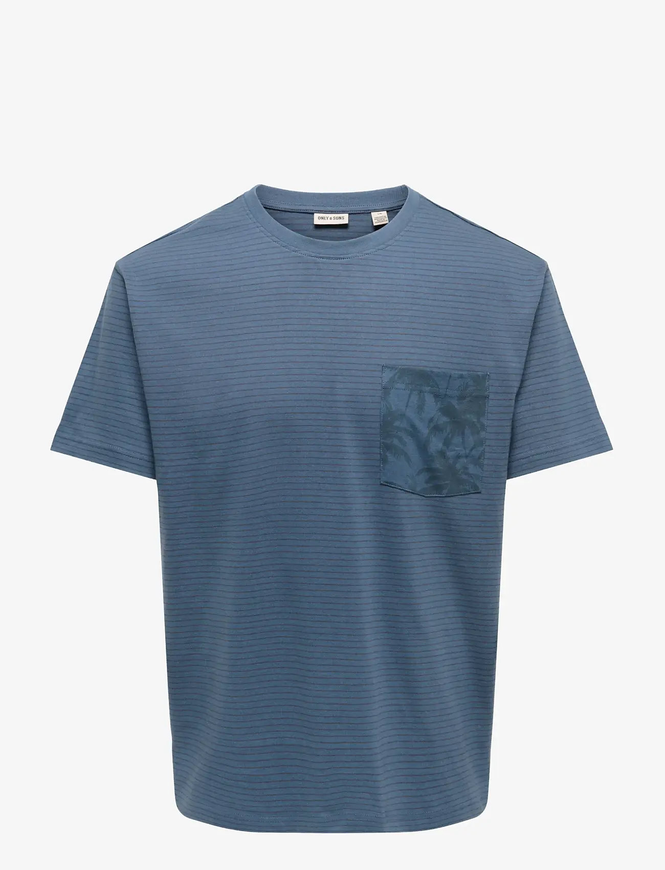 ONLY & SONS - ONSFRED STRIPE LIFE RLX LEAF SS PCKT TEE - kortærmede t-shirts - vintage indigo - 1