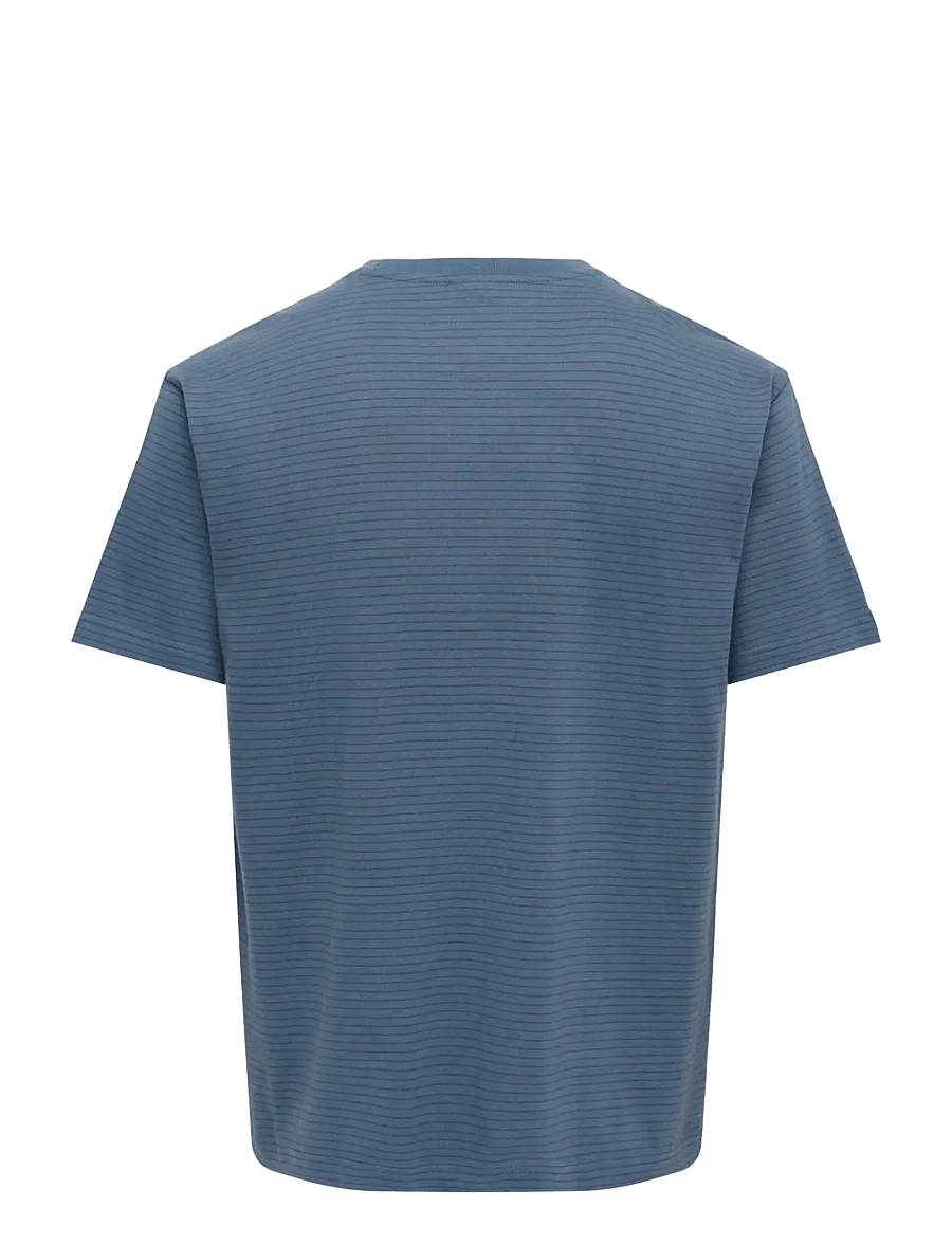 ONLY & SONS - ONSFRED STRIPE LIFE RLX LEAF SS PCKT TEE - kurzärmelig - vintage indigo - 2