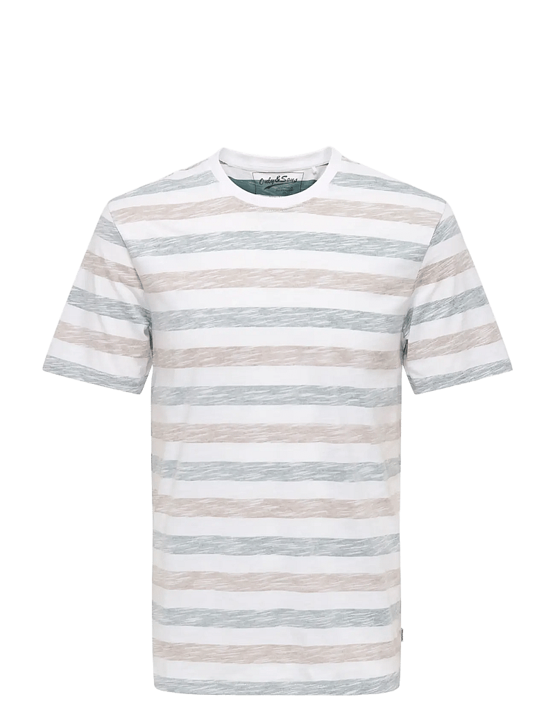 ONLY & SONS - ONSMATHI REG SS SLUB TEE - lühikeste varrukatega t-särgid - bright white - 1