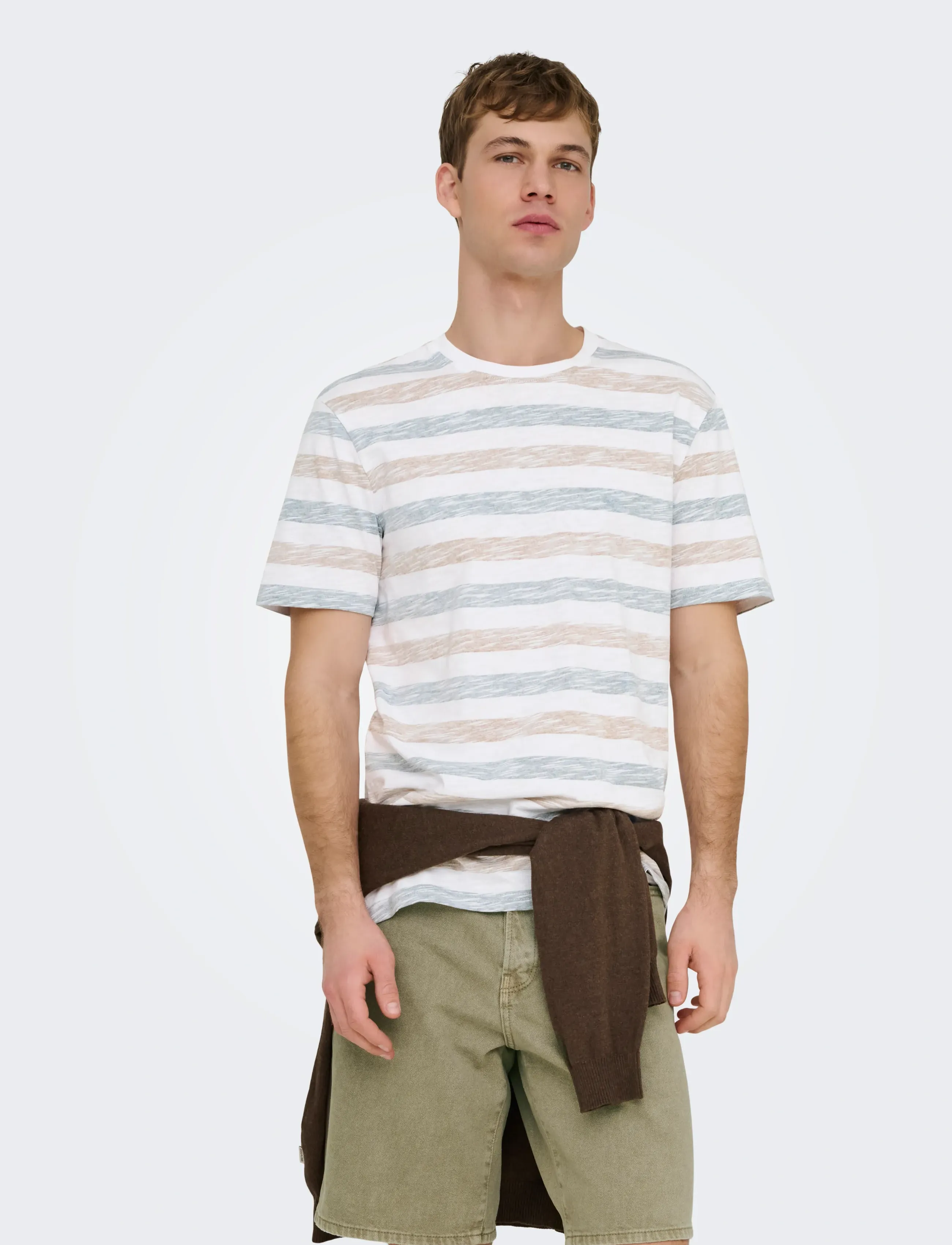 ONLY & SONS ONSMATHI REG SS SLUB TEE - T-shirts - BRIGHT WHITE / white