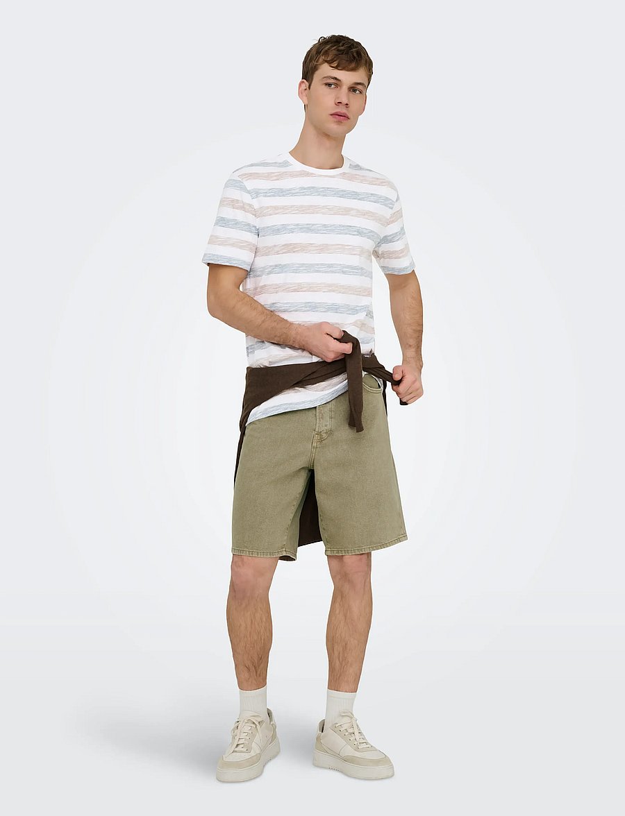 ONLY & SONS - ONSMATHI REG SS SLUB TEE - lühikeste varrukatega t-särgid - bright white - 4