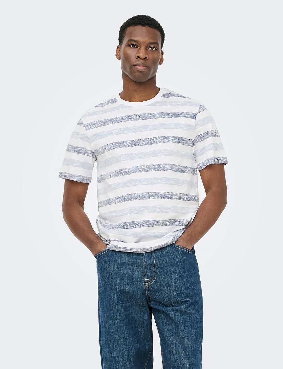 ONLY & SONS - ONSMATHI REG SS SLUB TEE - lühikeste varrukatega t-särgid - bright white - 0