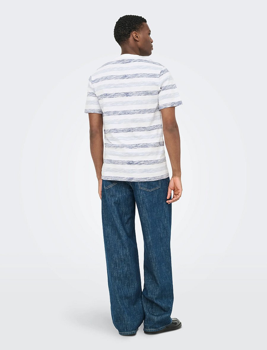 ONLY & SONS - ONSMATHI REG SS SLUB TEE - lühikeste varrukatega t-särgid - bright white - 3