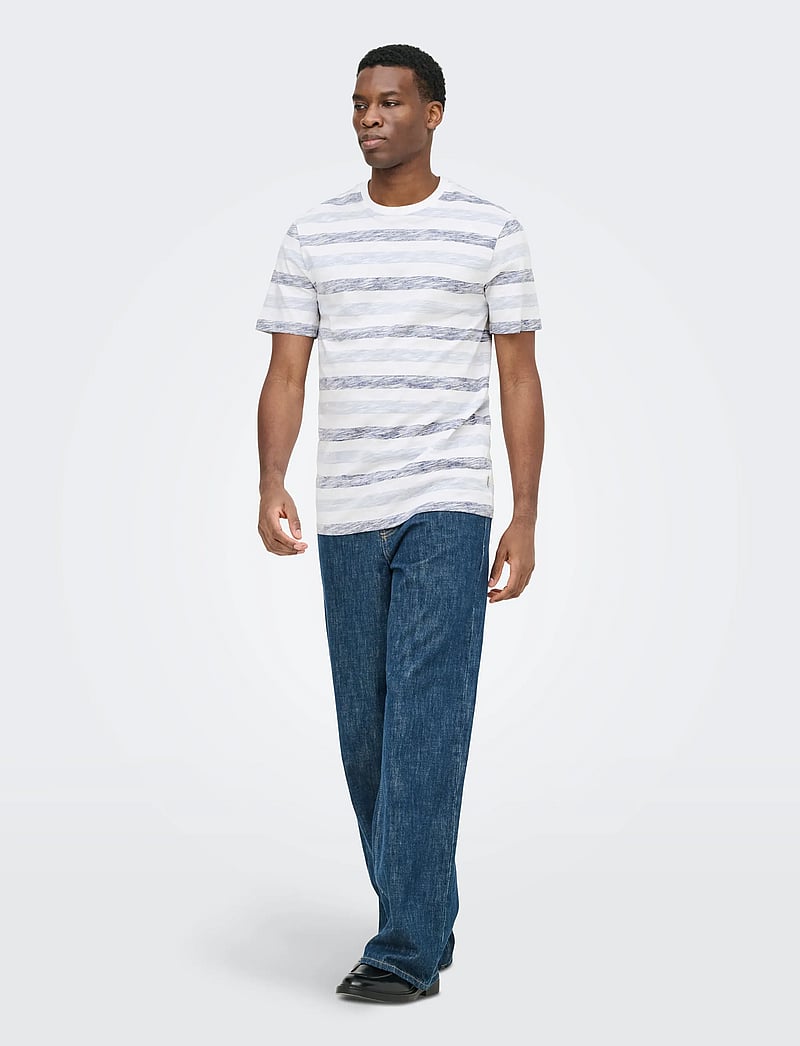 ONLY & SONS - ONSMATHI REG SS SLUB TEE - lühikeste varrukatega t-särgid - bright white - 4