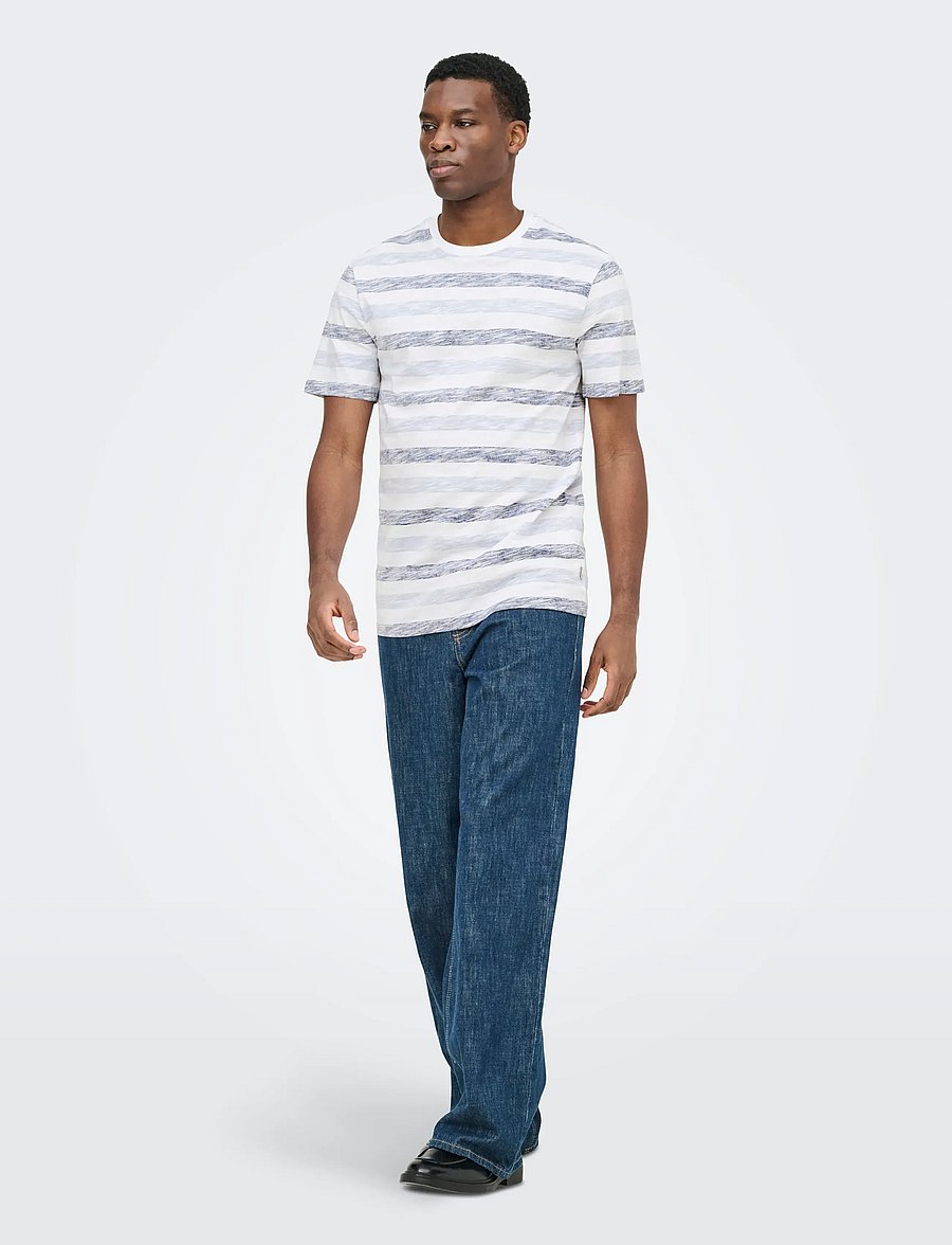 ONLY & SONS - ONSMATHI REG SS SLUB TEE - lühikeste varrukatega t-särgid - bright white - 4