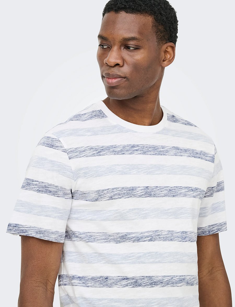 ONLY & SONS - ONSMATHI REG SS SLUB TEE - lühikeste varrukatega t-särgid - bright white - 5