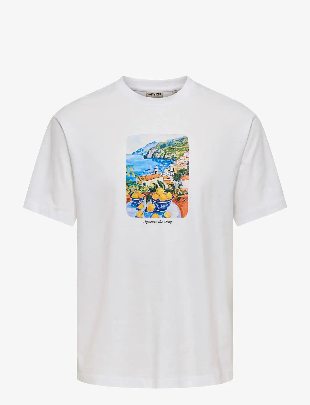 ONLY & SONS - ONSFRED PAINTING LIFE RLX SS TEE - short-sleeved t-shirts - bright white - 0