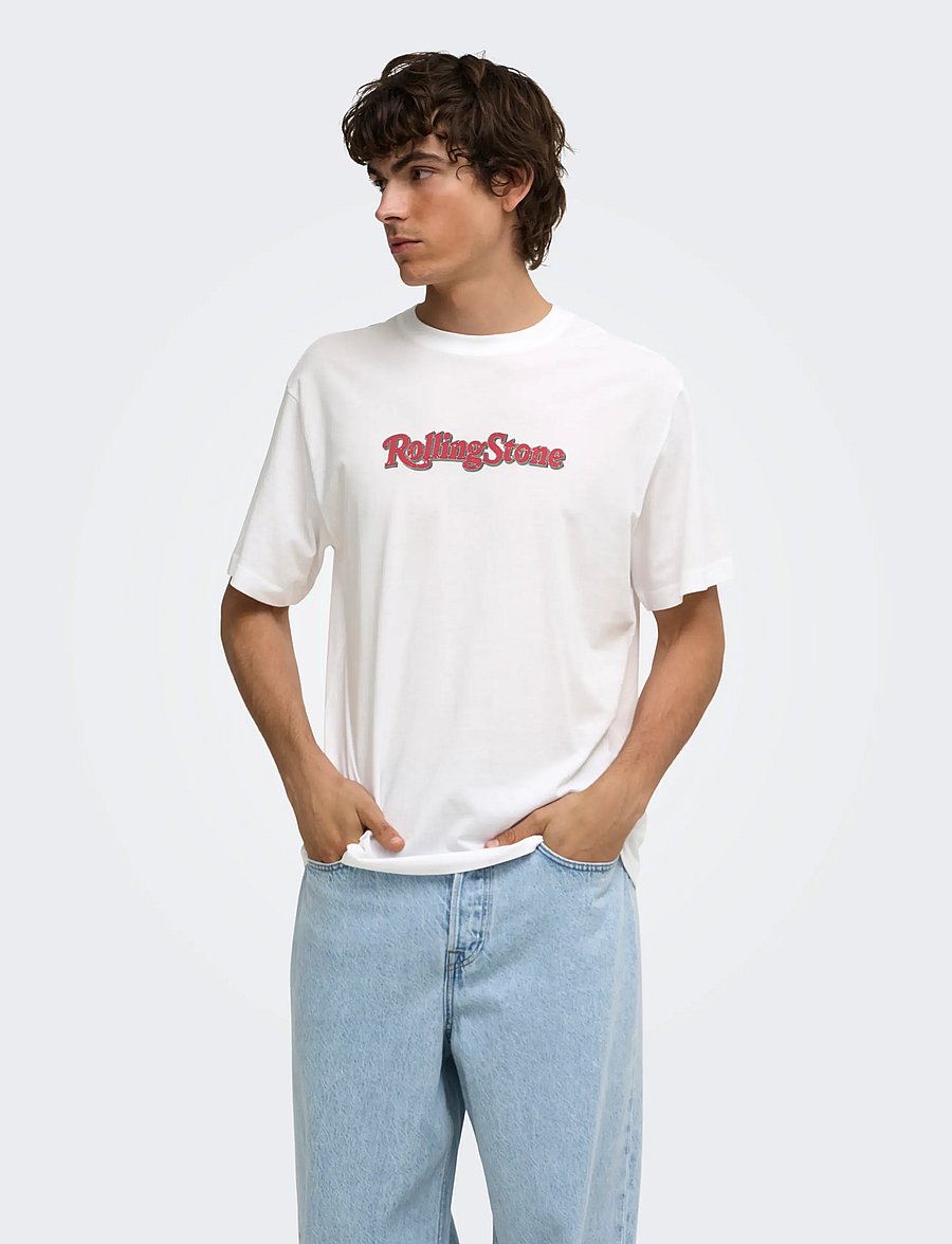 ONLY & SONS - ONSROLLING STONE LIFE RLX SS LIC TEE - kurzärmelige t-shirts - bright white - 0
