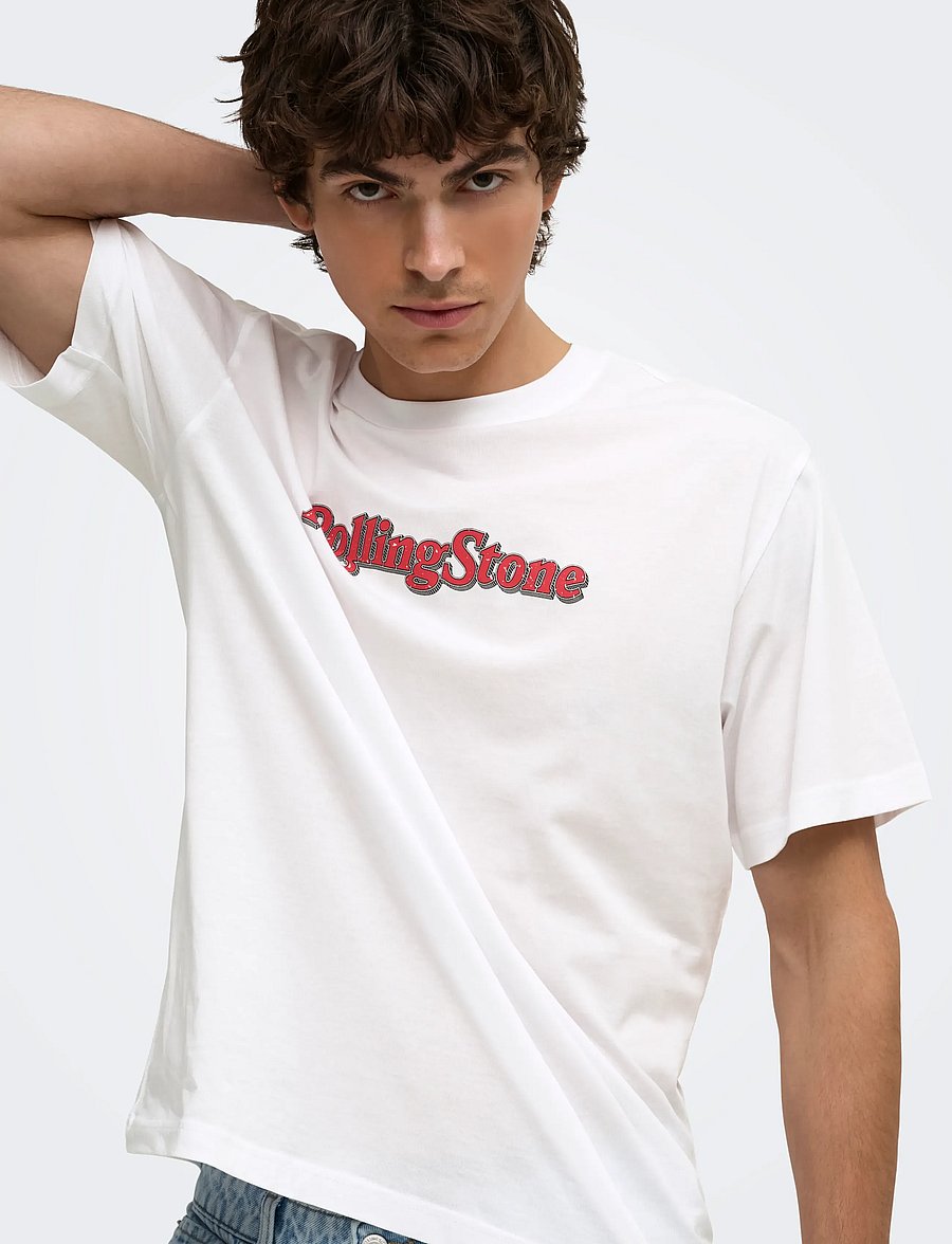 ONLY & SONS - ONSROLLING STONE LIFE RLX SS LIC TEE - kurzärmelige t-shirts - bright white - 5
