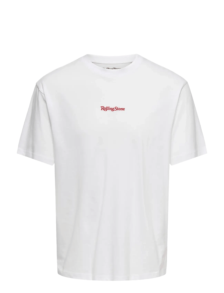 ONLY & SONS - ONSROLLING STONE LIFE RLX SS LIC TEE - bright white - 1