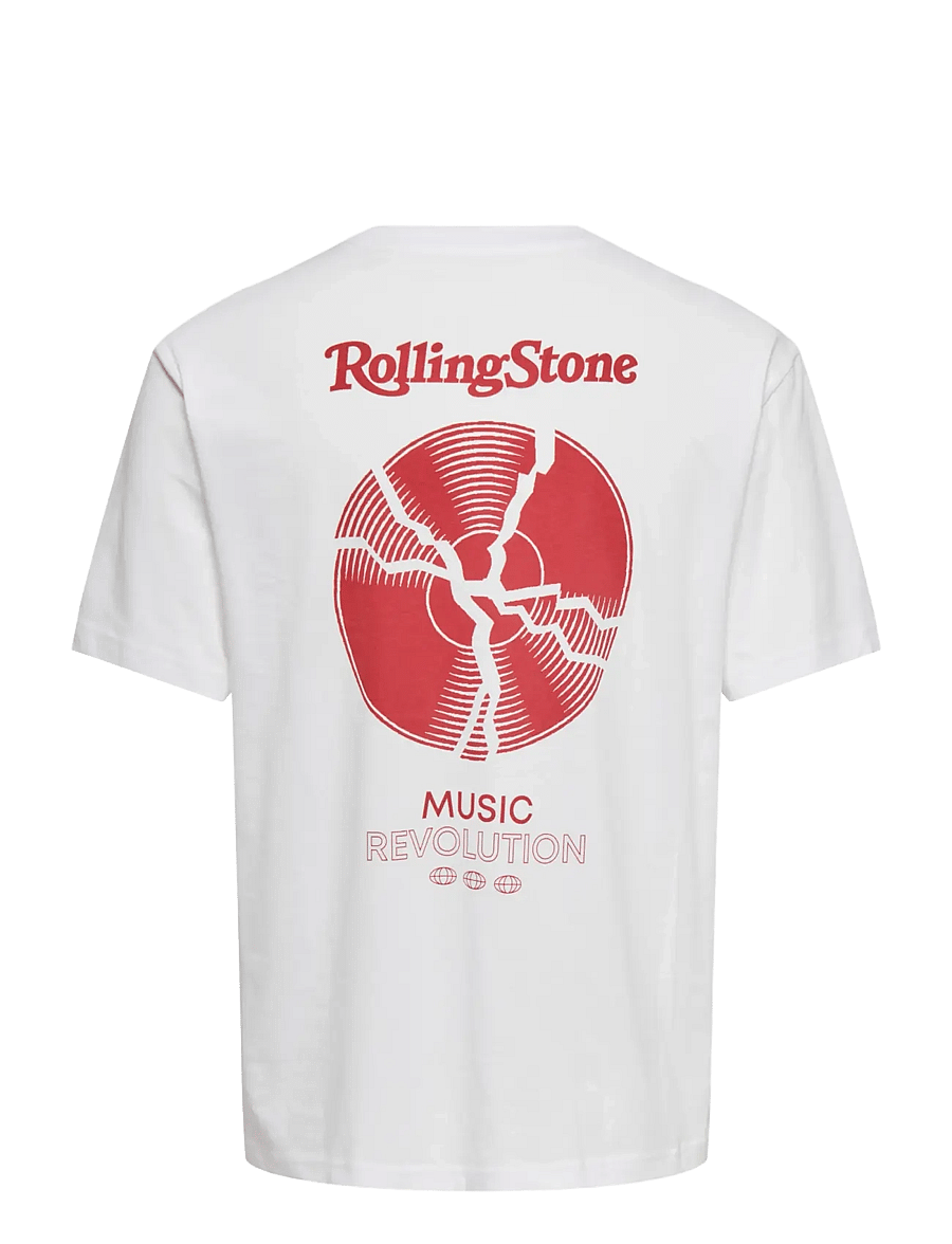 ONLY & SONS - ONSROLLING STONE LIFE RLX SS LIC TEE - bright white - 2