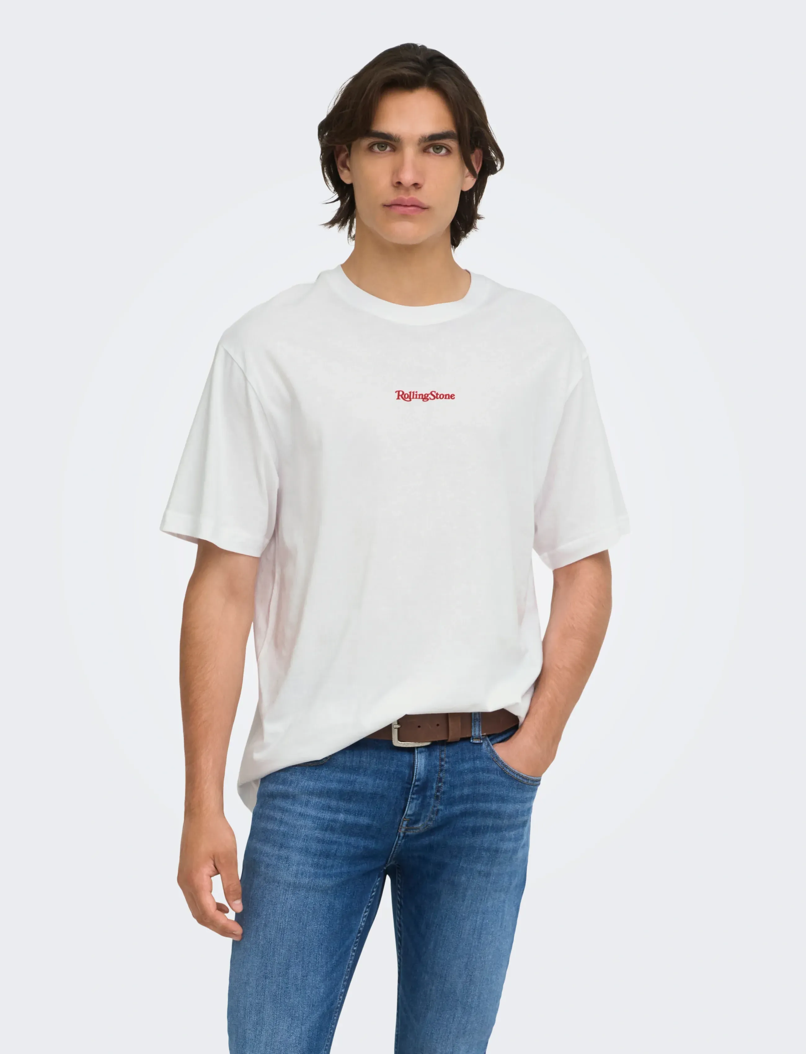 ONLY & SONS ONSROLLING STONE LIFE RLX SS LIC TEE - Lühikeste varrukatega T-särgid - BRIGHT WHITE / white