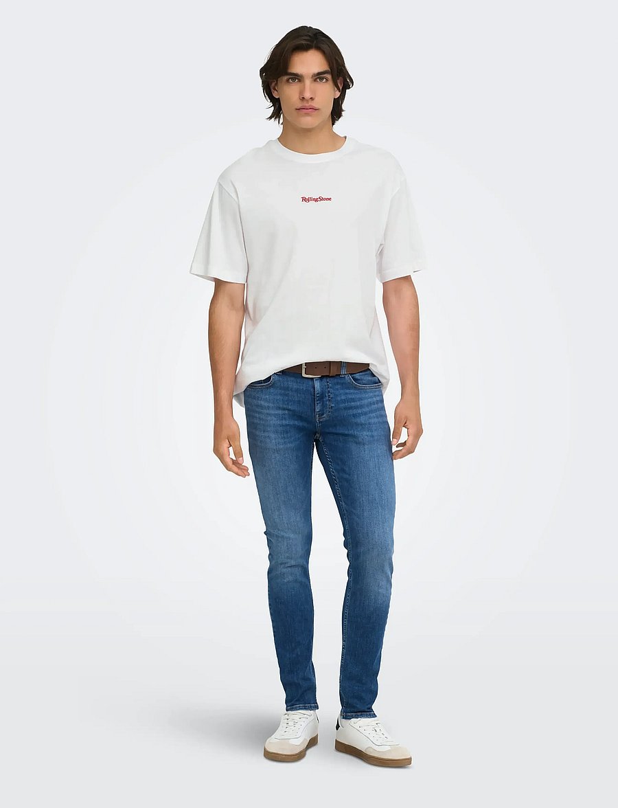 ONLY & SONS - ONSROLLING STONE LIFE RLX SS LIC TEE - bright white - 4