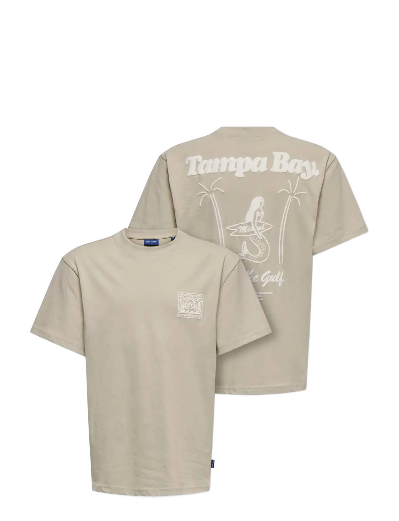 ONLY & SONS - OSJMILO SKETCH LIFE RLX COAST SS JRS - kortærmede t-shirts - silver lining - 2