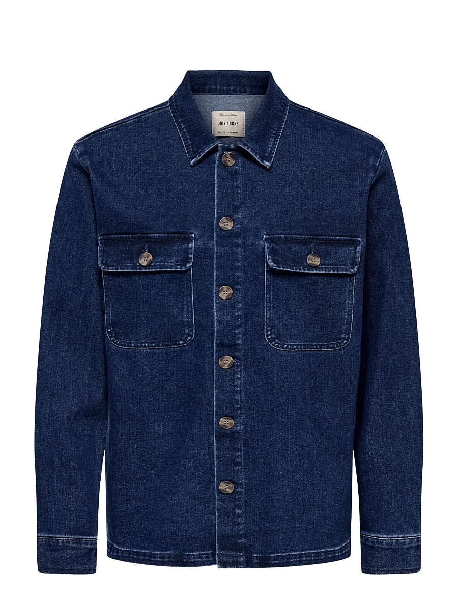 ONLY & SONS - ONSKODYL BOX PIM DNM OVERSHIRT - dark blue denim - 0