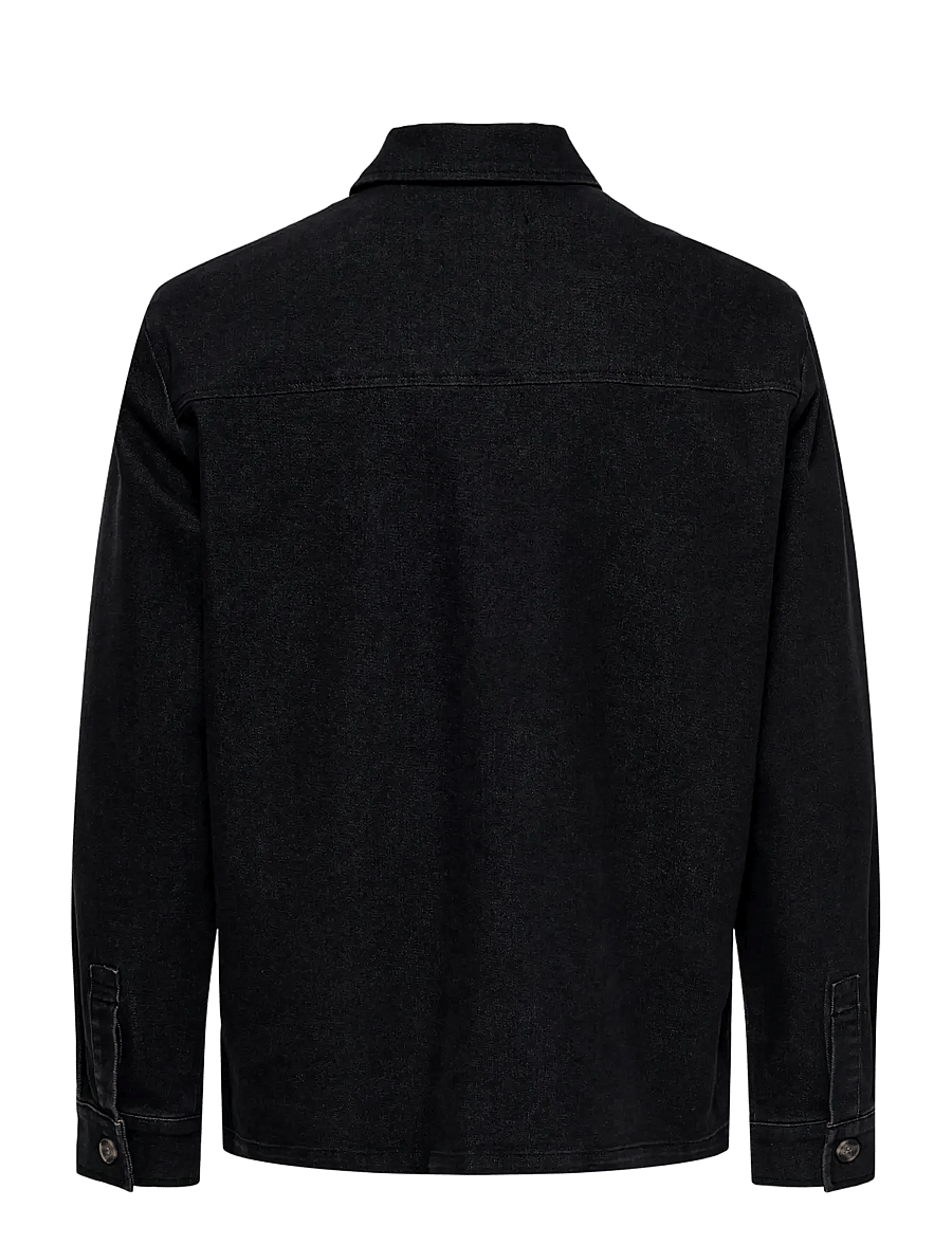 ONLY & SONS - ONSKODYL BOX PIM DNM OVERSHIRT - washed black - 1